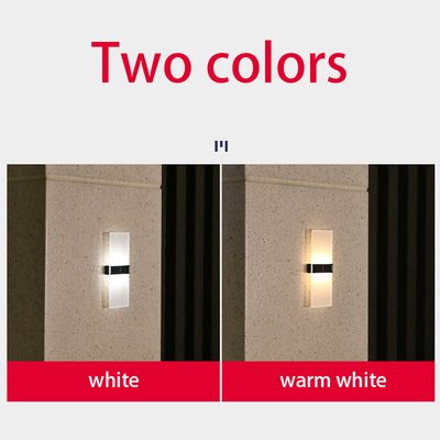 Acrylic Led Outdoor Wall Sconce LED Solar Powered Lights Cold White Light