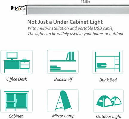 Kitchen Lighting 12 Inch Under Cabinet LED Light Strip Bar 5000K Dimmable USB Plug-in