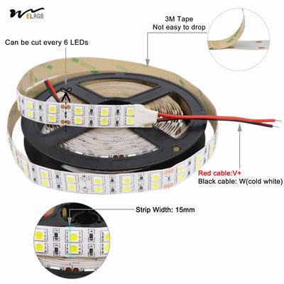 600LEDs 12V Dimmable LED Strip Lights Daylight White 6500K for Modern Style Interiors