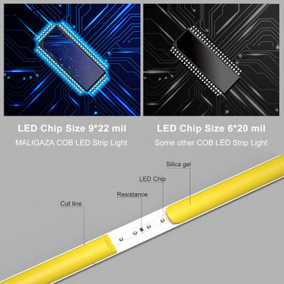 Super Bright 5mm COB LED Strip 12V Red Color RA 90 High CRI LED Tape Light Cuttable Flexible 16.4FT