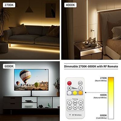 LED COB Light Strip 5m 24V CRI90 3200LED Adjustable White CCT 2700K-6500K Tape Light Kit