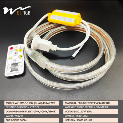 Outdoor LED Light Strip 110V 220V Double Rows White and Warm White Dual Color with Dimmer Support
