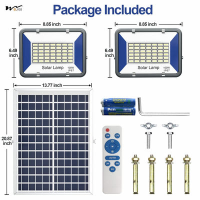 50000 Hours Working Time Solar Floodlight 100W with Remote Control LED IP67 Waterproof
