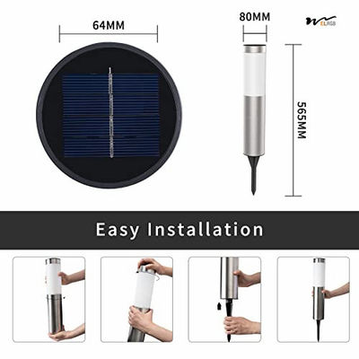 Solar Powered LED Landscape Lamp Column Outdoor IP44 Waterproof White Light Street Light