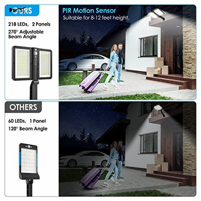 Push Button Switch Type Outdoor Lights with Double Big Solar Panels and High Brightness