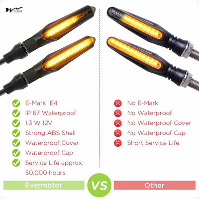 Motorcycle LED Turn Signals Waterproof 2 Pieces Mini Running Light Indicators Flowing IP67