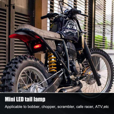 Electric Bike Mini Tail Light in Black with LED Blinker and License Plate Light Yellow
