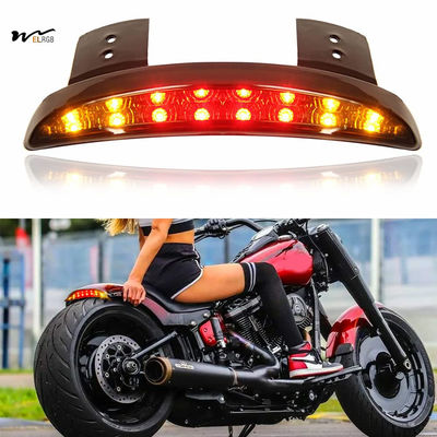 Motorcycle LED Rear Fender Edge Brake Light with License Plate Tail Light Black Lens
