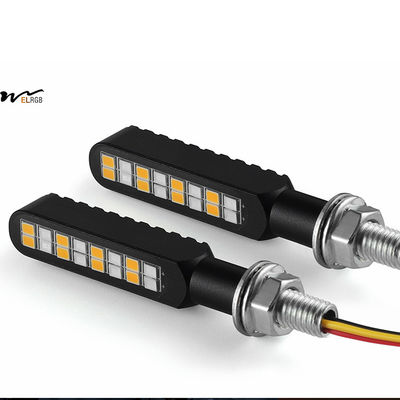 Red Amber 2PCS Flowing LED Motorcycle Turn Signal Strobe Brake Tail Lights Aluminum Alloy 12V Super Bright