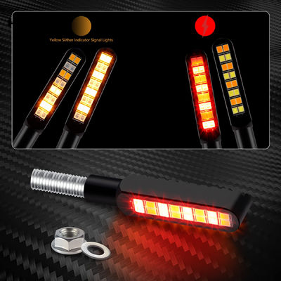 Red Amber 2PCS Flowing LED Motorcycle Turn Signal Strobe Brake Tail Lights Aluminum Alloy 12V Super Bright
