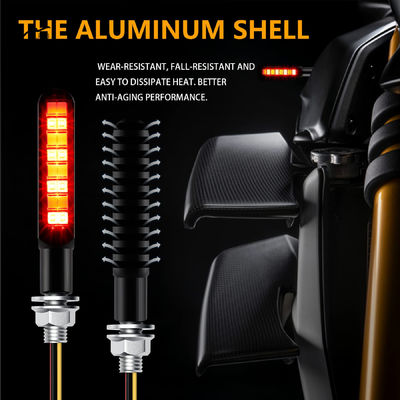 Red Amber 2PCS Flowing LED Motorcycle Turn Signal Strobe Brake Tail Lights Aluminum Alloy 12V Super Bright