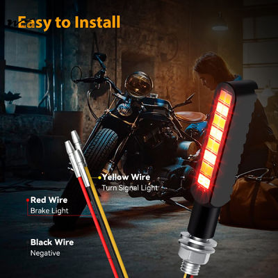 Red Amber 2PCS Flowing LED Motorcycle Turn Signal Strobe Brake Tail Lights Aluminum Alloy 12V Super Bright
