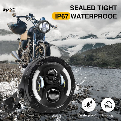 Motorcycle Headlights with Housing Bucket 7Inch Round LED DRL and Amber Turn Signals