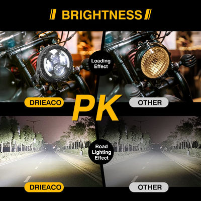 Motorcycle Headlights with Housing Bucket 7Inch Round LED DRL and Amber Turn Signals