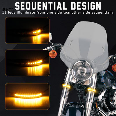 Front Amber/White Rear Red/Amber Motorcycle LED Turn Signals Fork Light Strip Pack of 3