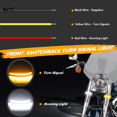 Front Amber/White Rear Red/Amber Motorcycle LED Turn Signals Fork Light Strip Pack of 3