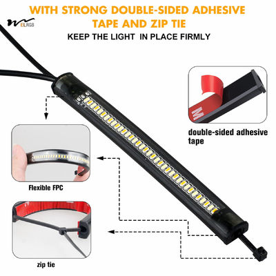 Front Amber/White Rear Red/Amber Motorcycle LED Turn Signals Fork Light Strip Pack of 3