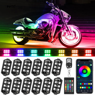 12 Pcs Motorcycle LED Light Kit APP/RF Control Waterproof 16 Million Color Brake Light