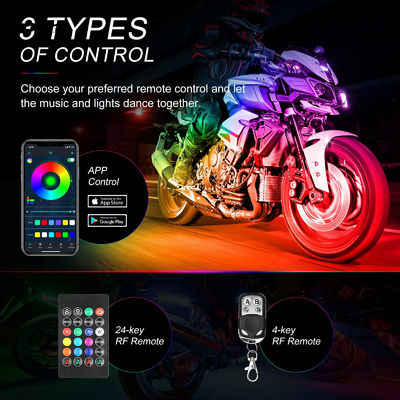 12 Pcs Motorcycle LED Light Kit APP/RF Control Waterproof 16 Million Color Brake Light