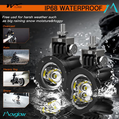 Waterproof LED Spot Driving Fog Lights for Sport Motorcycle Street Bike ATV UTV Trike