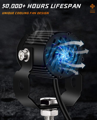 60W White Amber Motorcycle LED Pod Projection Light 1.3-inch Auxiliary Spotlight