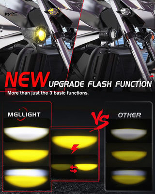 Motorcycle LED Driving Fog Light with 600% Brightness and Two-Color Stroboscopic Mode