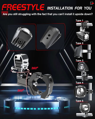 Motorcycle LED Driving Fog Light with 600% Brightness and Two-Color Stroboscopic Mode