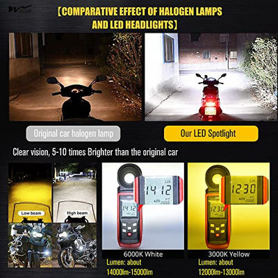 Motorcycle LED Fog Running Lights 4 Functions 3 Colors High Beam DRL Flashing Warning