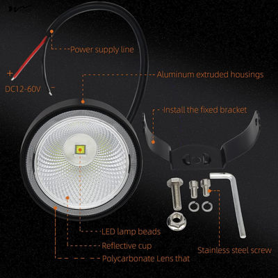 Motorcycle Round 4-inch LED Pod Off-Road Driving Fog Lights Ultra-Bright Drain Lights