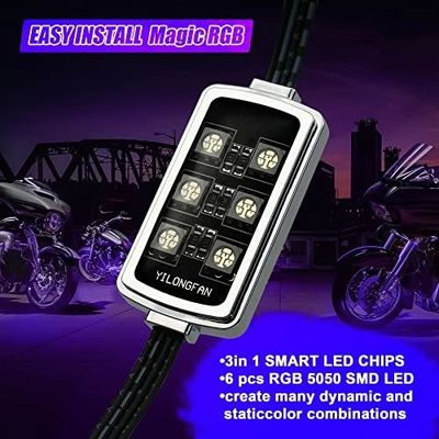 Smart LED Music Sync Color Changing Lights Motorcycle RGB Light Kit APP Remote Control 12V