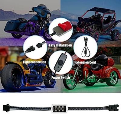 Smart LED Music Sync Color Changing Lights Motorcycle RGB Light Kit APP Remote Control 12V
