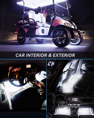0.18kg White LED Light Strip for Cars Golf Carts Boats 60.96cm Connected Waterproof 12V