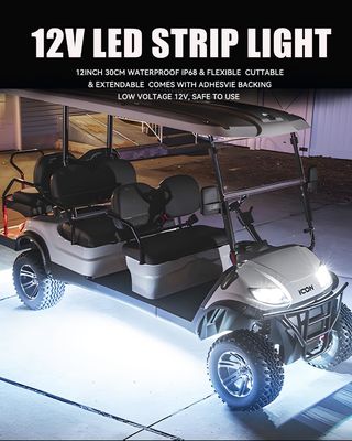 0.18kg White LED Light Strip for Cars Golf Carts Boats 60.96cm Connected Waterproof 12V
