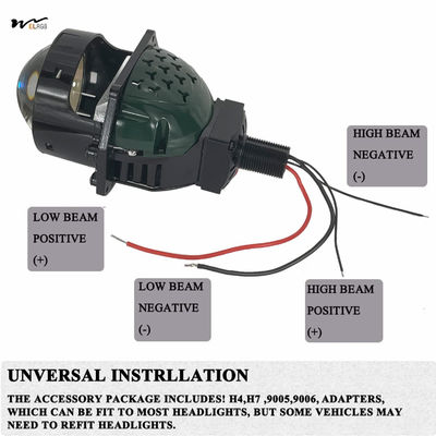 Blue Lens 3.0 Inch Bi-LED Projector Lens 120W 20 000LM 6000K White Focus Beam Clear Cut off Line Head Lights
