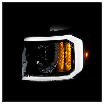 Waterproof Head Lights Gun Metal w/ Dual Projector LED Signal Headlamps w/ Clear Lens