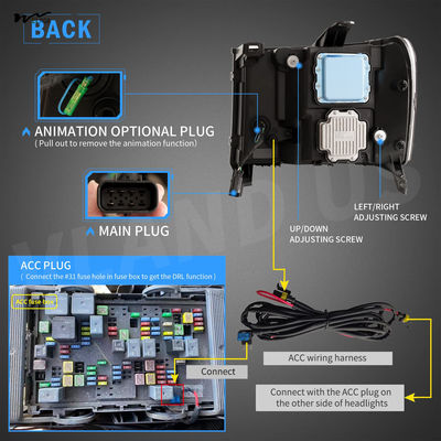 Auto Part Position Front Projector-Clear Reflector LED Headlights w/ Dynamic Animation