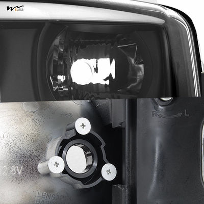 Waterproof Black LED Tube Projector Headlights Driver Passenger Side Pair Head Lights