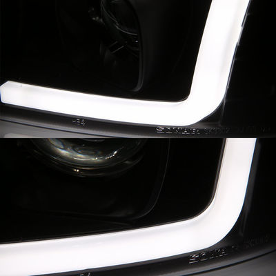 Waterproof Black LED Tube Projector Headlights Driver Passenger Side Pair Head Lights
