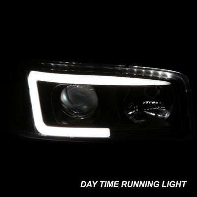 Waterproof Black LED Tube Projector Headlights Driver Passenger Side Pair Head Lights