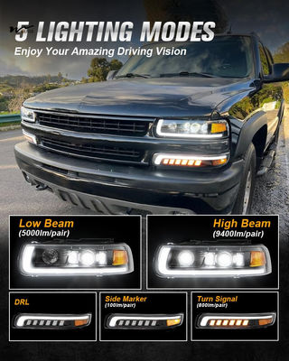 22 x 19.25 x 7 inches LED Headlamps Assembly for Replacement DRL Turn Signal Hi/Low Beam
