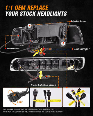22 x 19.25 x 7 inches LED Headlamps Assembly for Replacement DRL Turn Signal Hi/Low Beam