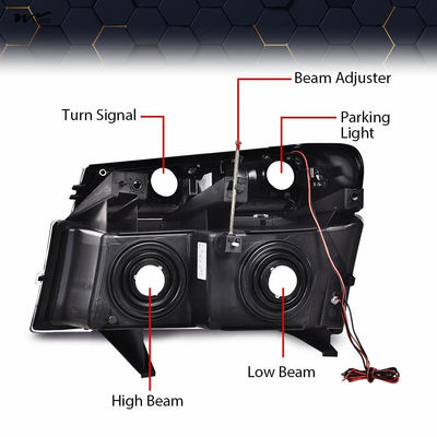 LED DRL Headlights Clear Lens Black Housing Clear Reflector Left Right Head Lights 12V