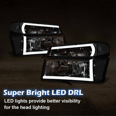 LED DRL Headlights Clear Lens Black Housing Clear Reflector Left Right Head Lights 12V