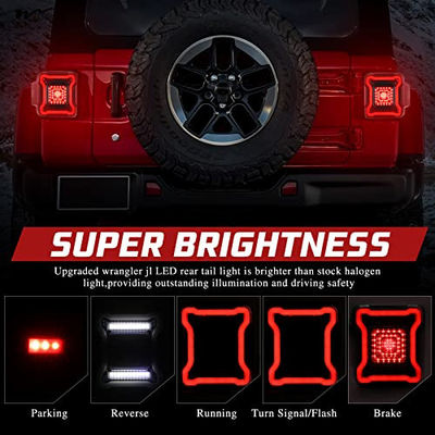 Jeep LED Tail Lights Fit Smoked Tail Lamp Brake Turn Signal Light Reverse Rear Back Light Assembly
