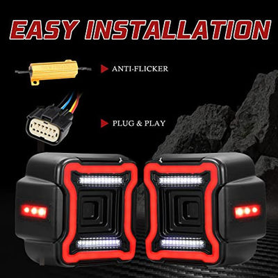 Jeep LED Tail Lights Fit Smoked Tail Lamp Brake Turn Signal Light Reverse Rear Back Light Assembly