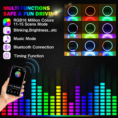 RGB Halo 7 Inch LED Headlight for Jeep Bluetooth APP Control Custom Colors