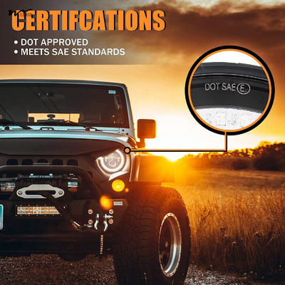7 Inch Round Car Headlights with RGB LED Halo High Low Beam Aluminum Sealed Beam Headlamps