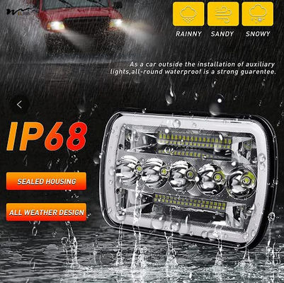 High/Low Beam LED Headlights with Halo Angel Eyes DRL Turn Signal Light 5x7/7x6 Chips