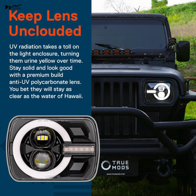 LED Headlights Sealed Beam Head Lights High/Low Beam Light Source Type LED 5x7 Inch