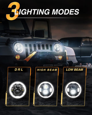 Waterproof 7 Inch Led Headlights Halo Round Turn Signal Hi/Low Sealed Beam for Car